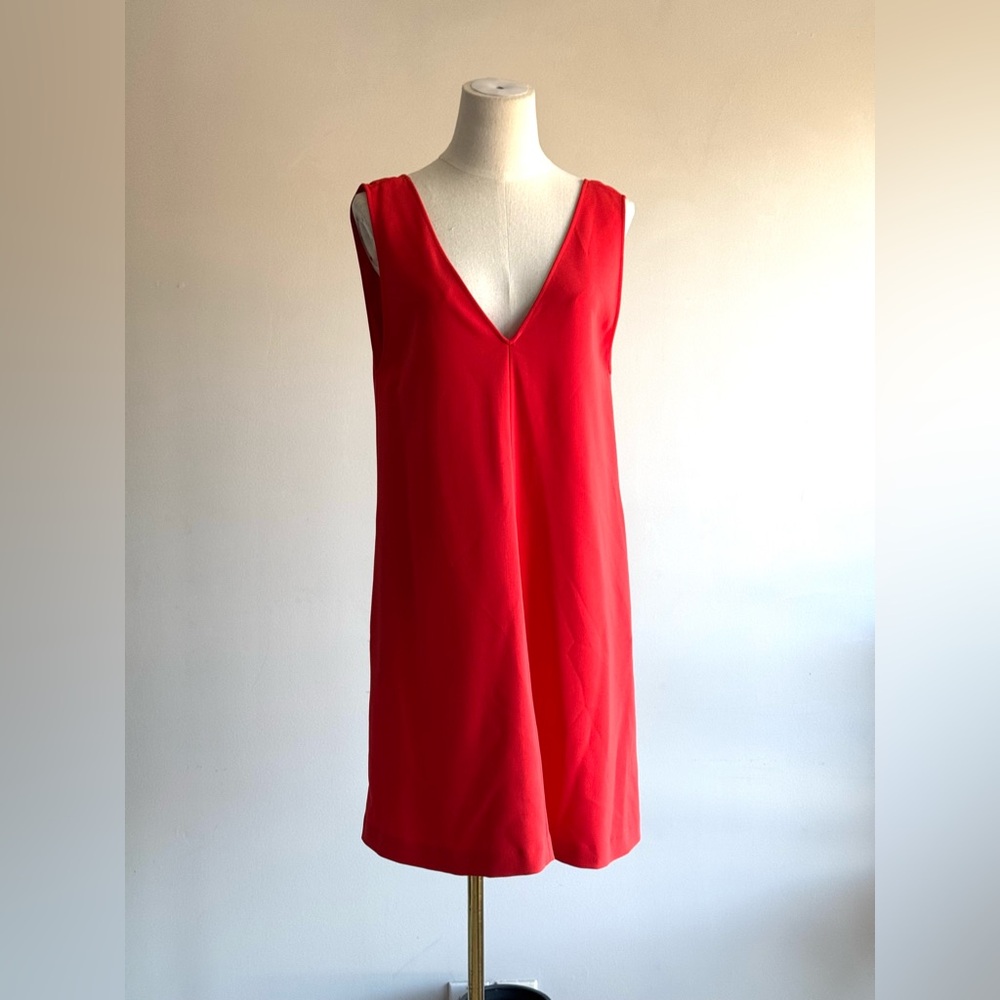 Theory shift admiral crepe dress V-Neck Sleeveless rust  sz M
